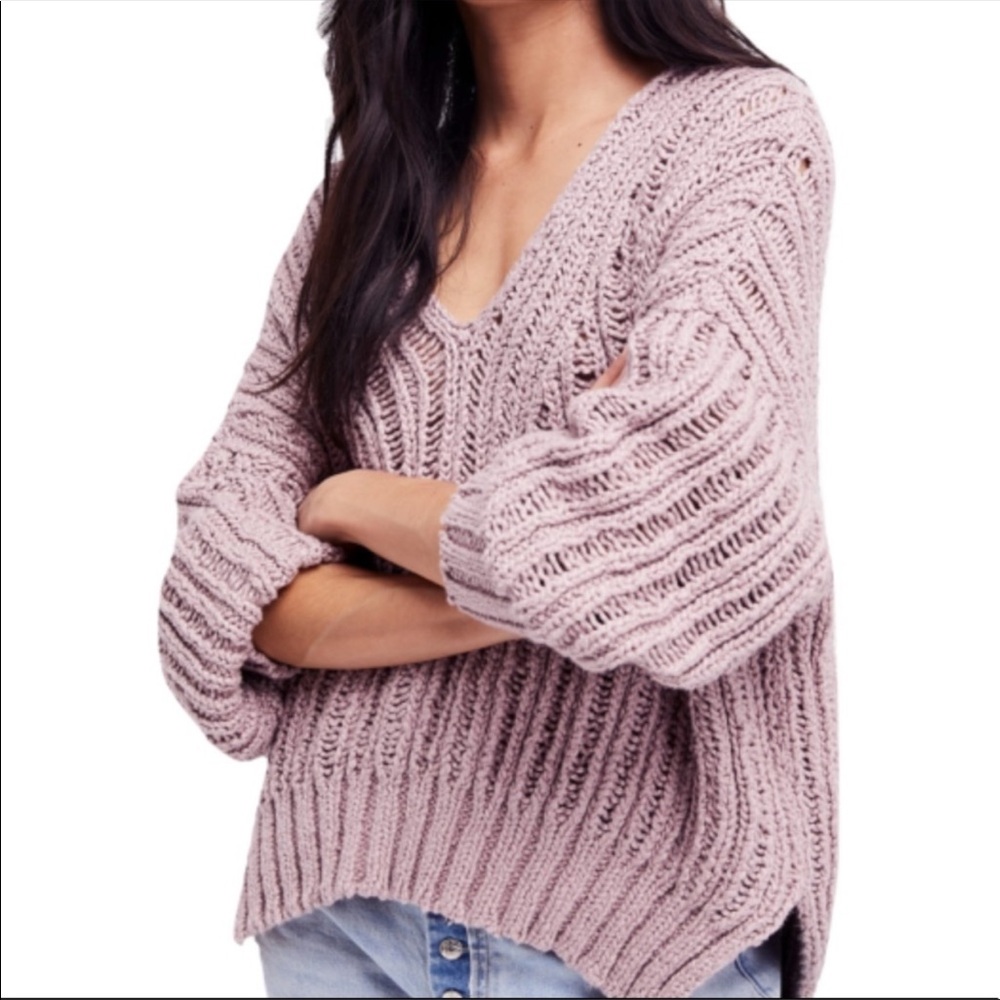 Free People Mauve Oversized Sweater XS